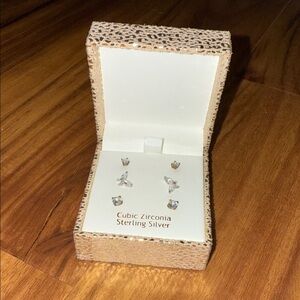 Cubic Zirconia Sterling Silver Earring Set